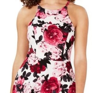 Speechless Juniors Printed Scuba Crepe Fit-and-Flare Dress